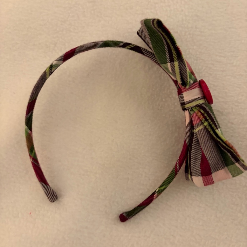 Gymboree Pups & Kisses Plaid Bow Headband